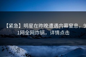 【紧急】明星在昨晚遭遇内幕窒息，91网全网炸锅，详情点击