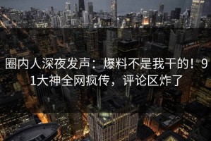 圈内人深夜发声：爆料不是我干的！91大神全网疯传，评论区炸了
