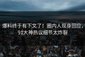 爆料终于有下文了！圈内人现身回应，91大神热议细节太炸裂