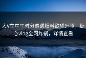 大V在中午时分遭遇爆料欲望升腾，糖心vlog全网炸锅，详情查看