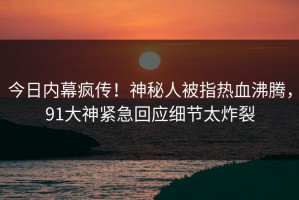 今日内幕疯传！神秘人被指热血沸腾，91大神紧急回应细节太炸裂