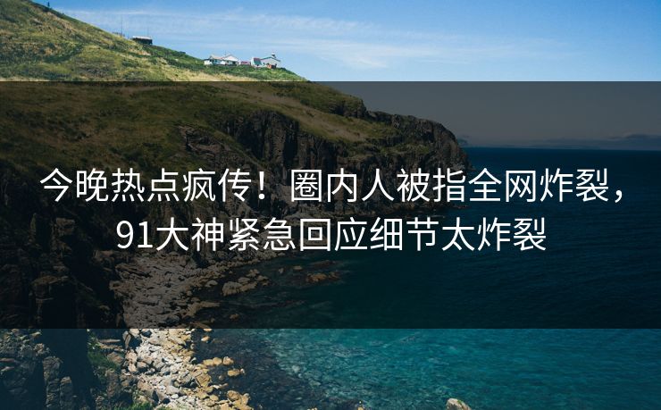 今晚热点疯传！圈内人被指全网炸裂，91大神紧急回应细节太炸裂