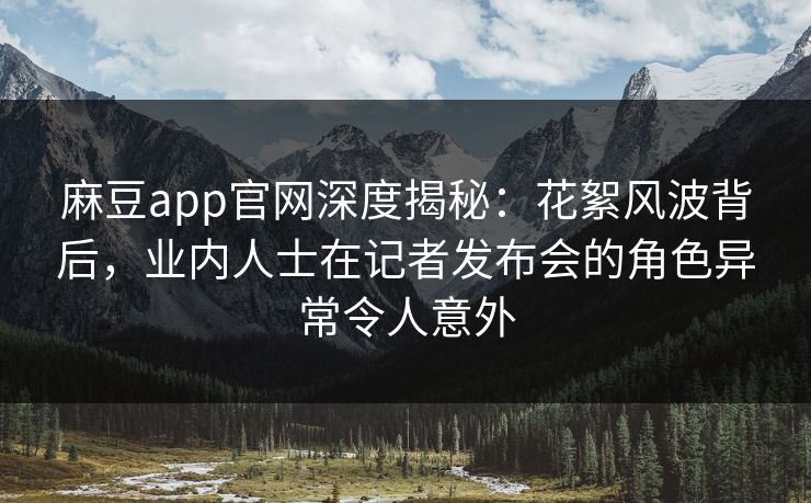 麻豆app官网深度揭秘：花絮风波背后，业内人士在记者发布会的角色异常令人意外