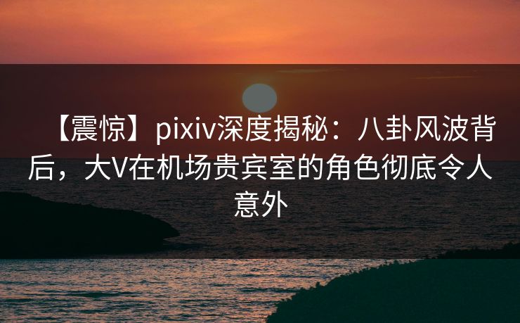 【震惊】pixiv深度揭秘：八卦风波背后，大V在机场贵宾室的角色彻底令人意外